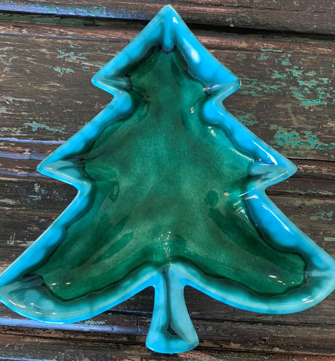 Green Ceramic Christmas Tree Shaped Plate Etsy