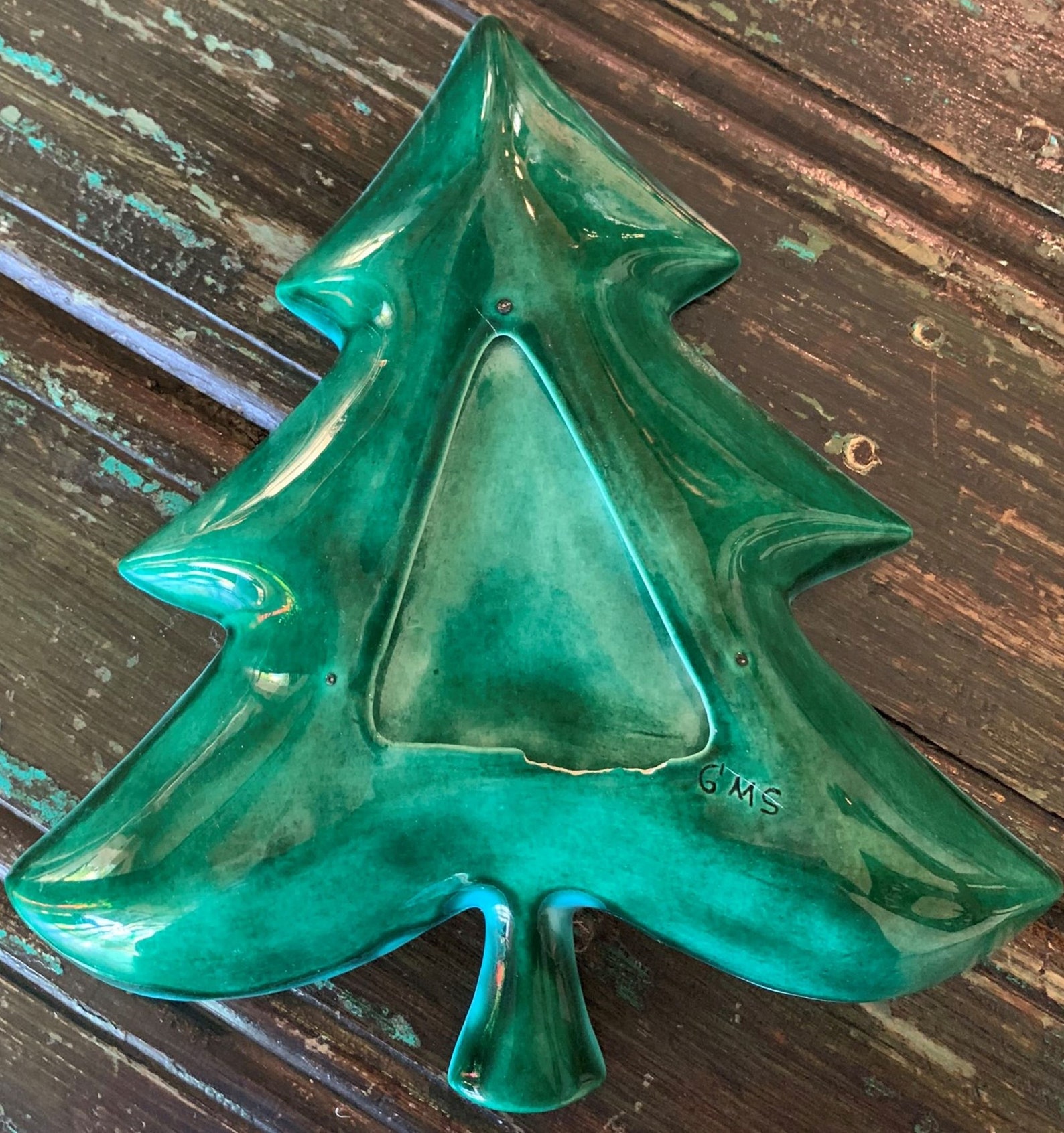 Green Ceramic Christmas Tree Shaped Plate Etsy