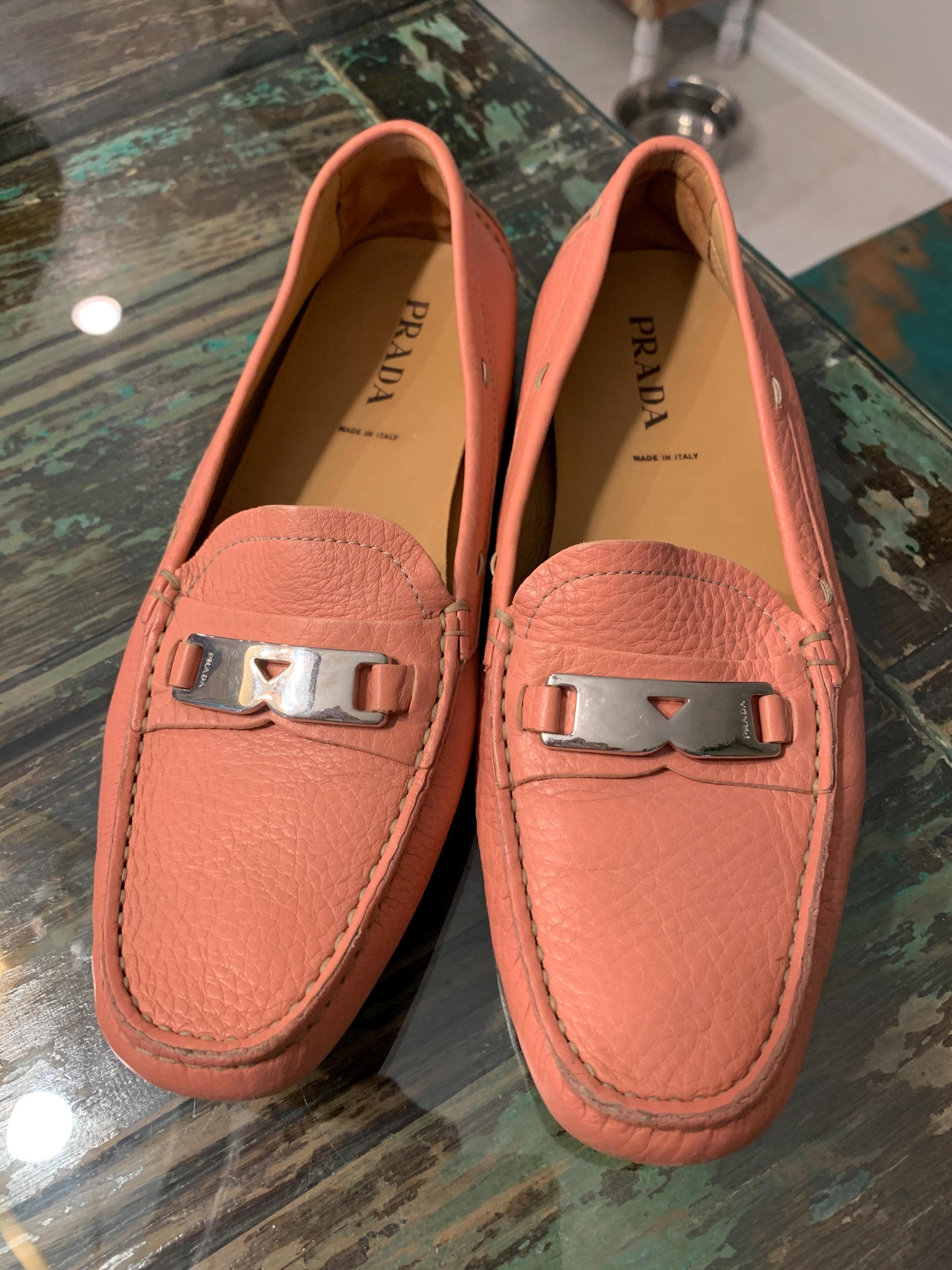 Orange Prada Loafers Genuine prada loafers been worn handful times still... | Depop main image 3