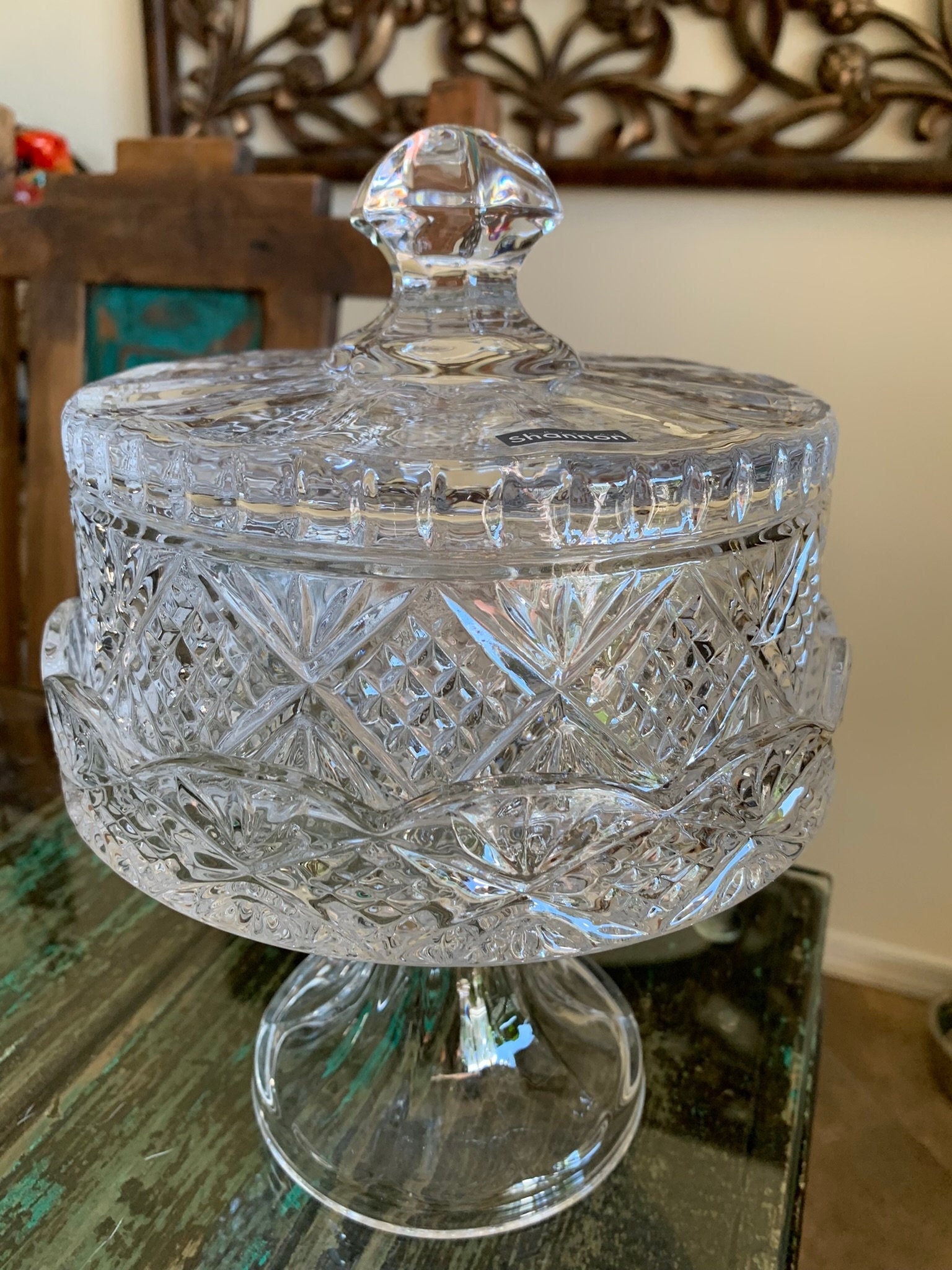 Shannon Lead Crystal Small Pedestal Cake Plate /dome/stand/