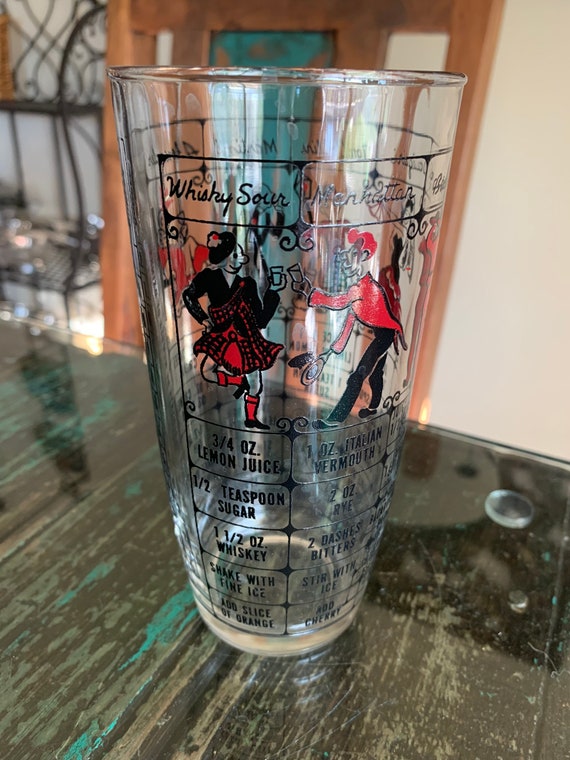 Vintage Cocktail/mixer Glass/red and Black Dancers/vintage Etsy