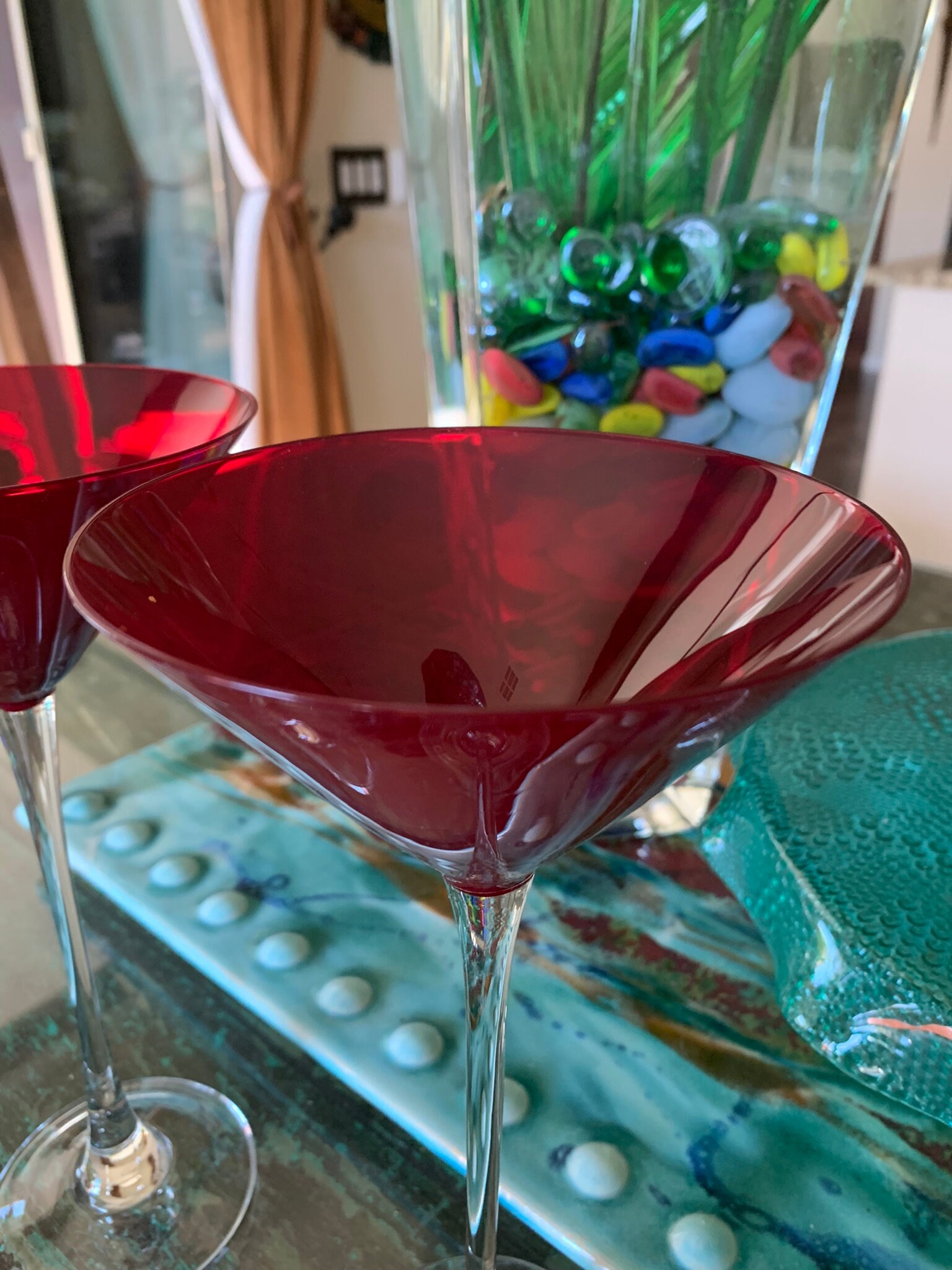 Plastic Red Stem Mini Martini Glass