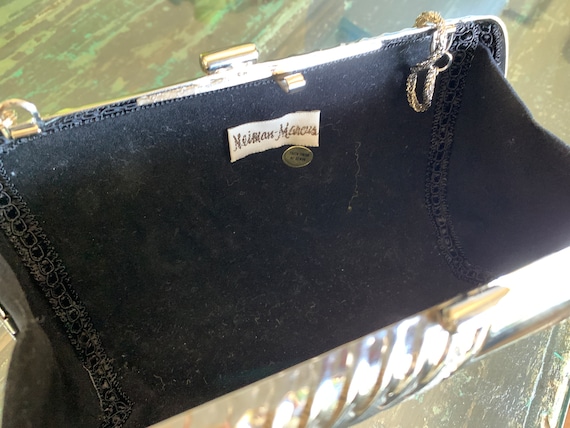 Neiman Marcus Clam Shell Silver Metal Clutch Vintage Clutch Purse Made