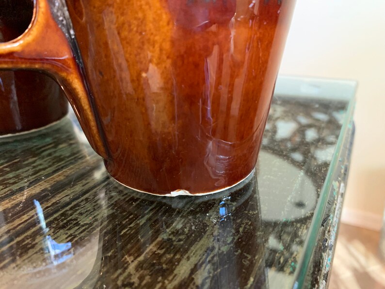 Two Vintage Hull Brown Drip Glaze Ceramic Mugs/ USA Crestone Etsy