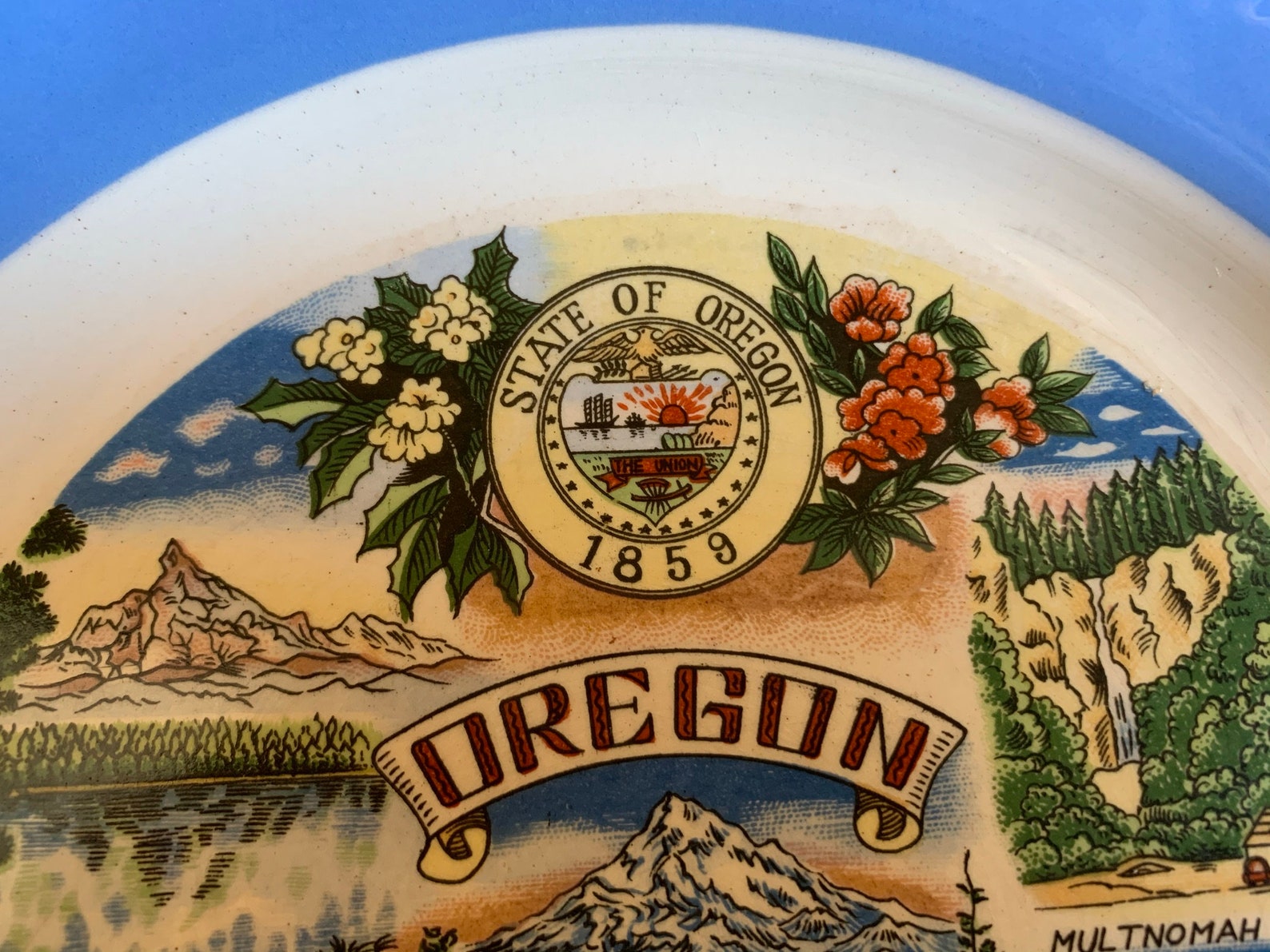 Oregon Souvenir Decorative Blue Plate Etsy