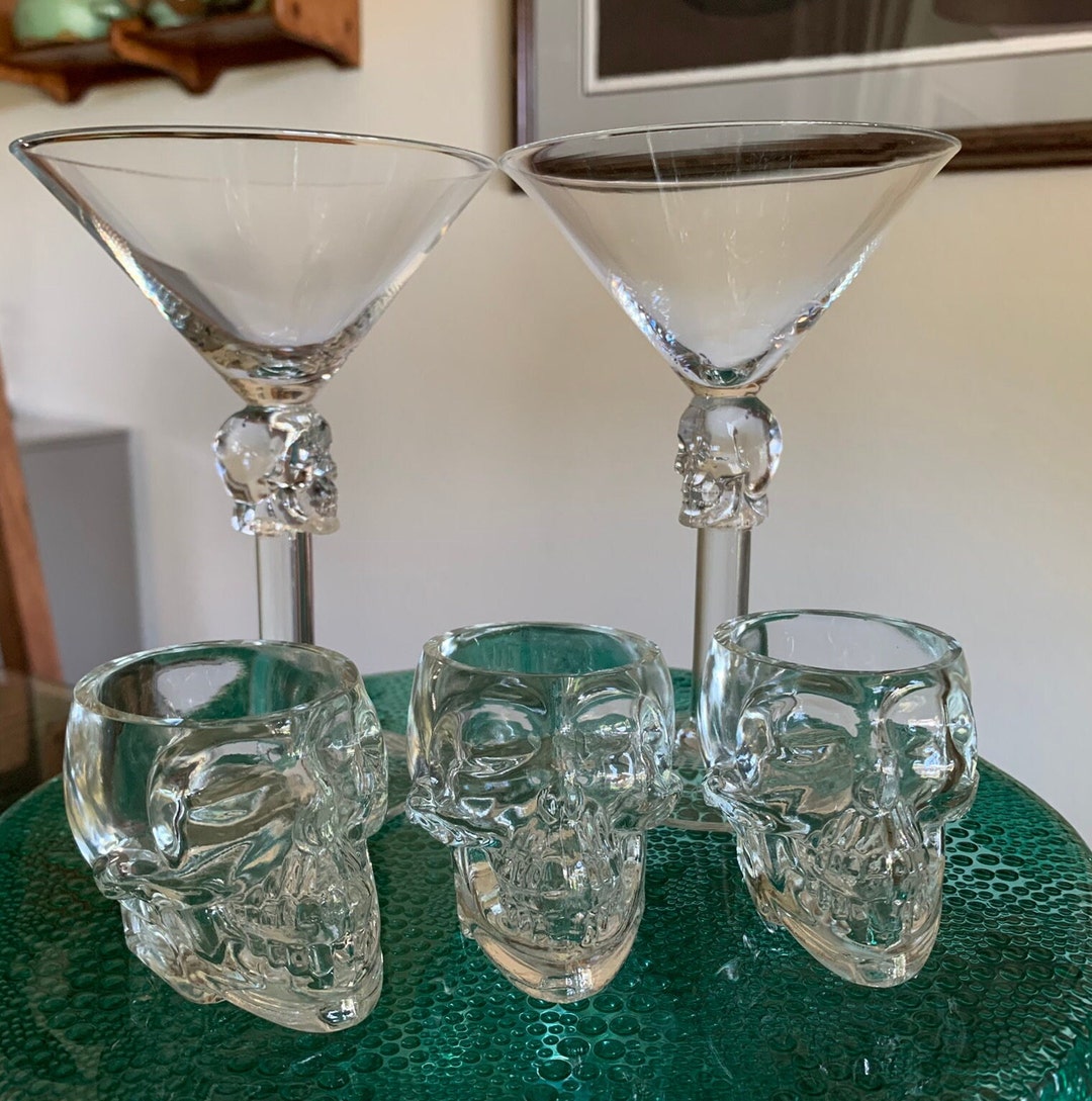 Skull Crystal Head Vodka Martini Glasses & Skull Shot Glasses/skeleton
