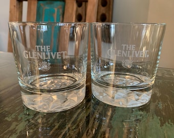 Glenlivet Scotch Whiskey Textured Bottom Heavy Bottom Rocks Glass's