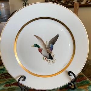 J.Boehm Barvaria Germany Flying Mallard Plate/Hand painted Porcelain LHS Hutschenreuther