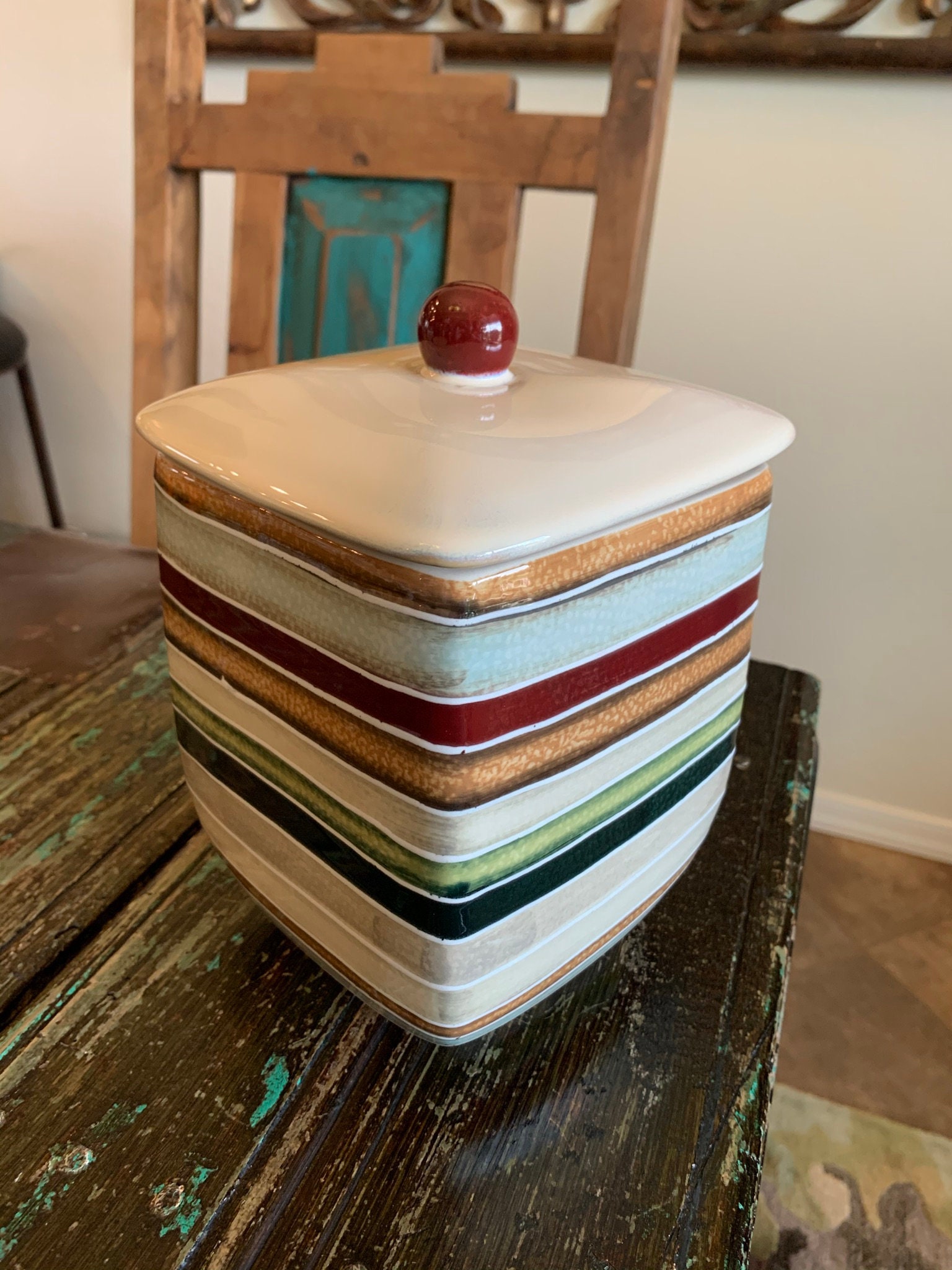 Tabletops Lifestyles Jentry Handpainted Canister Etsy