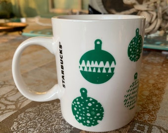 Starbucks 12 ounce 2016 Christmas  Green  Baubles Mug/Holiday mug