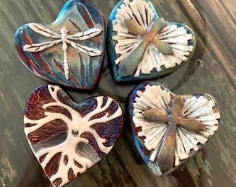 Raku Blessed Heart Medallions - Your choice/Various Designs/"Jeremy Diller" Raku Medallion/Paperweight