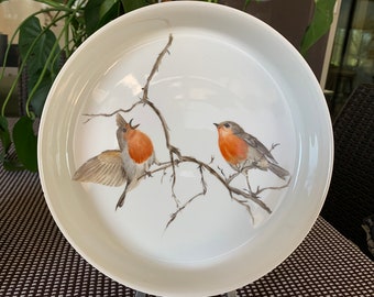 Porcelain Hand Signed Sparrow Baking Dish