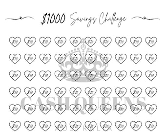 Printable 1k Savings Challenge | Savings Goal | Savings Tracker | Cash Budgeting