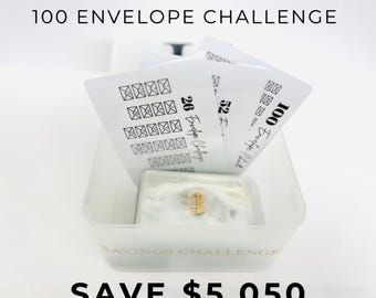 100 Envelope Savings Challenge Box | Save 5050 Money Challenge | Cash Stuffing Starter Kit | Budget Binder System | Gift Idea Set