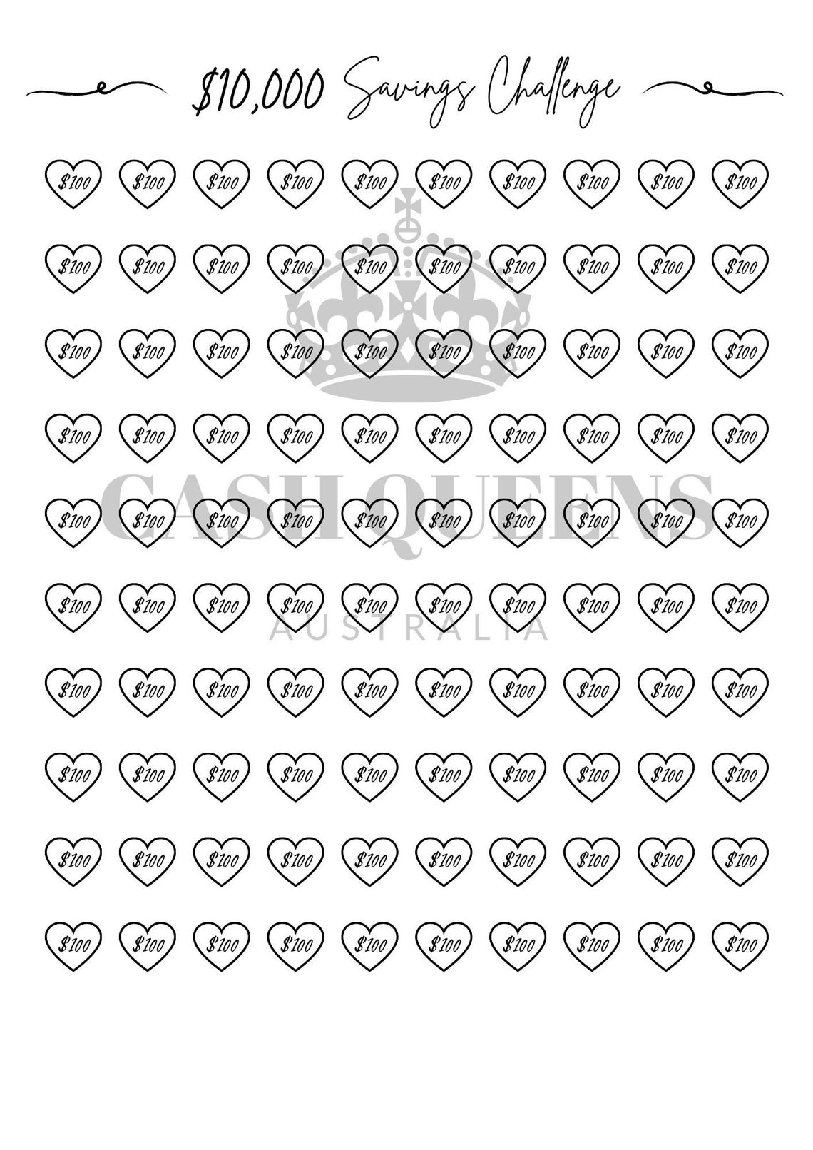10k Savings Challenge Printable digital Instant Download - Etsy