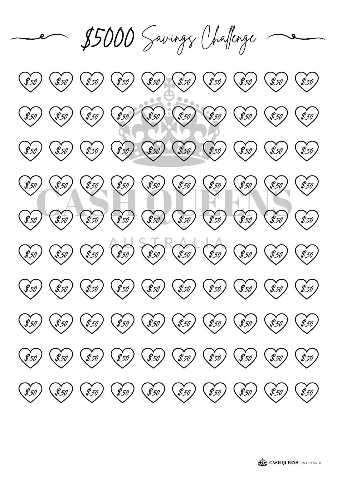 Printable 5k Savings Challenge | Savings Goal | Savings Tracker | Cash ...