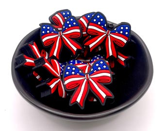USA Flag Bow Focal Bead