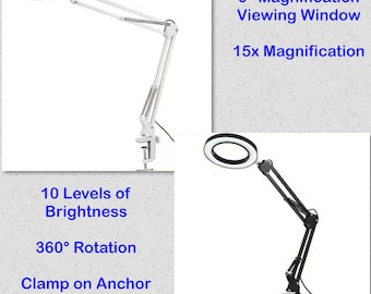 Magnifying LED Clamp On Light Lamp
