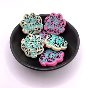 Leopard Fur Mama Paw Print Focal Bead