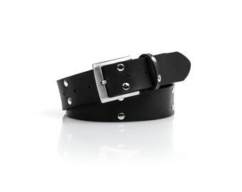 Black Vegan Studded Unisex Belt - 40mm Width