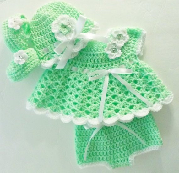 green newborn dress