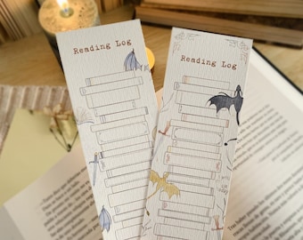 YA Fantasy 4th Wing Dragons Page Marker Reading Log Book Tracker Bookmark / Reading list TBR book mark, gift for booklovers, library card