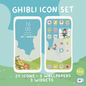 Ghibli Inspired Icon Set for iOS and Android (with wallpapers and widgets)