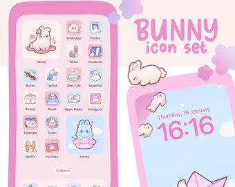 Bunny Easter Icon Set for iOS and Android with Wallpapers and Widgets