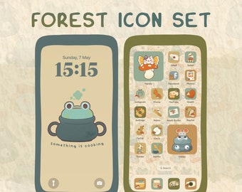 Enchanted Forest Cozy Cottagecore Icon Set for Android and iOS with wallpapers and widgets