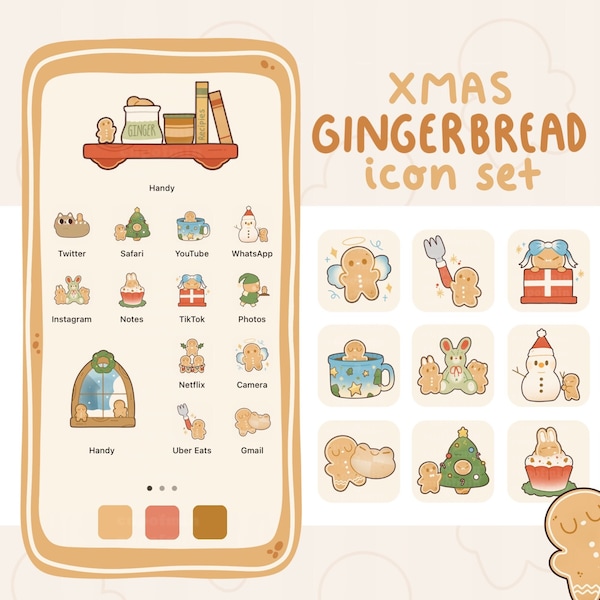 Gingerbread Christmas Icon Set for iOS Android Desktop / Wallpapers / Widgets / Holidays Xmas