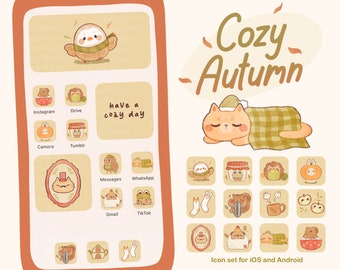 Cozy Autumn Icon Set for Android and iOS with wallpapers and widgets