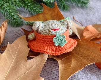 Handmade Crochet Pumpkin Fairy Frog - Original Halloween Amigurumi Plushie