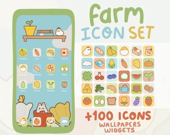 Farm Icon Set for iOS and Android / 104 icons, 52 designs / Wallpapers / Widgets