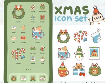 Christmas Icon Set for iOS Android Desktop / 174 icons, 29 designs / Wallpapers / Widgets / Holidays Xmas