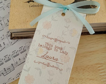 Personalized Bookmark with your Name, Jane Austen Style / Vintage Bookmark with ribbon in Coquette Style for page marker