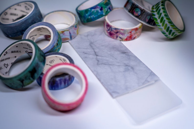 White Marble Wide Washi Tape Sample