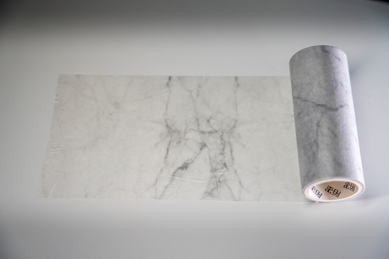 White Marble Wide Washi Tape Sample