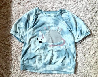 Dead Possum Quirky Eclectic Weird Core Trash Goblin Vivid Upcycled Top Womens L