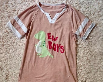 Ew Boys Quirky Satire Dino Feral Unhinged Upcycled Handmade Top Womens S Weird