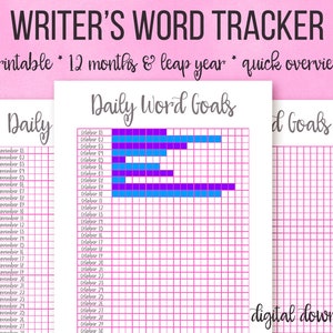 Printable Writer's Daily Word Tracker - Etsy