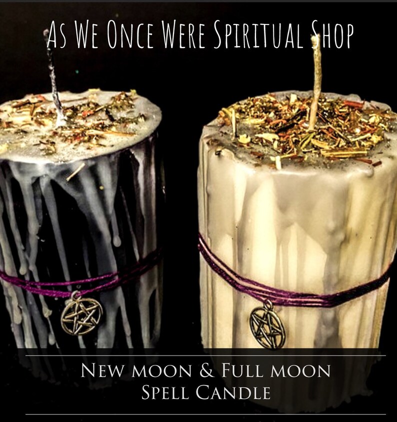 New Moon and Full Moon Candle Set Ritual Candle Witchcraft Etsy