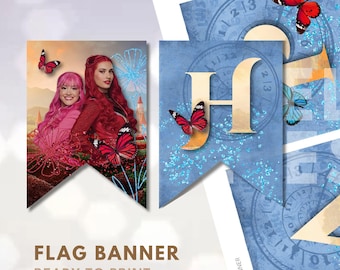 Bannière « Joyeux anniversaire » Descendants 5, thème « Wicked Wonderland », téléchargement instantané