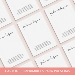 Pide un Deseo Tarjeta para Imprimir, Armband Nachricht Karte, Schmuck Display Karte, Cartones Imprimibles para Pulseras, Bisuteria - Spanisch