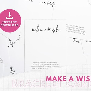 Printable Make a Wish Bracelet Cards, Jewelry Display (PDF & JPG)