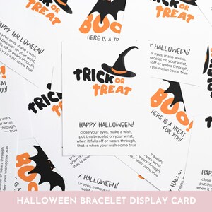 Süßes oder Saures Halloween-Armbandwunschkarte, druckbare Schmuckkarten, Verpackung, Armbandkartenhalter, fertig zum Drucken