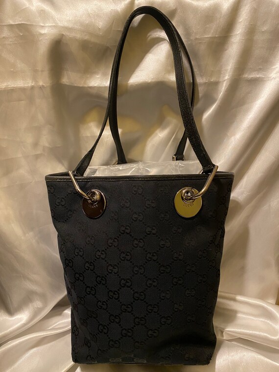 Authentic GUCCI GG Monogram Black Canvas and Leat… - image 1