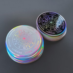 Pegatina holográfica de la Rueda del año / Rueda de la bruja