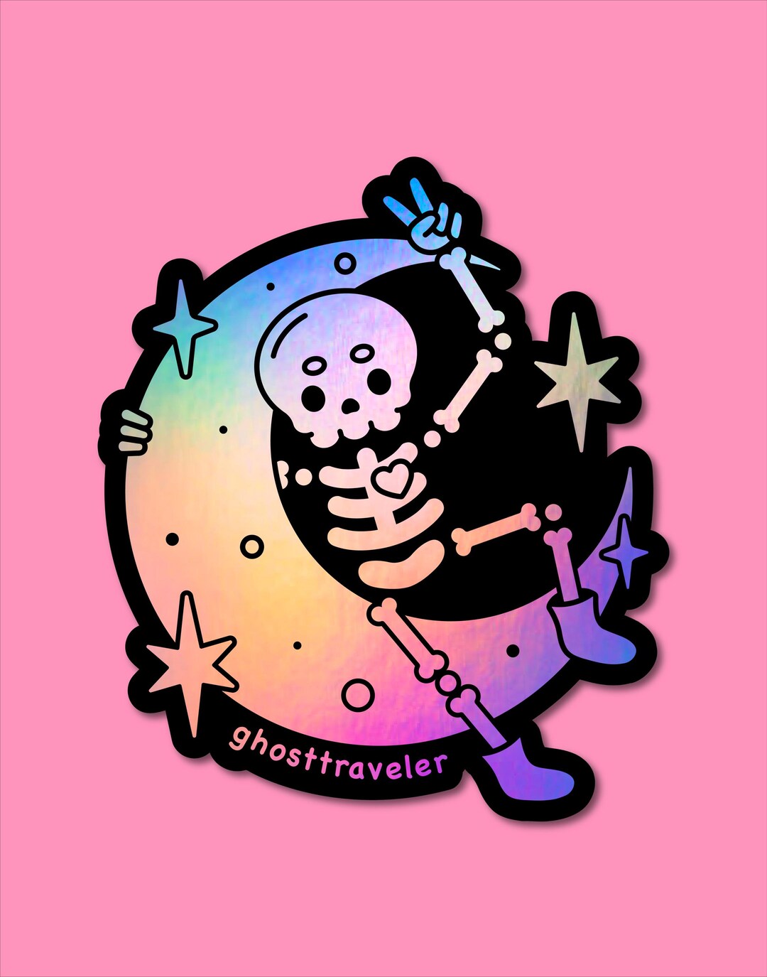 Skeleton Sleep Sticker Skeleton Moon | Vinyl Sticker, Inspirational Gift for Your Spooky ...
