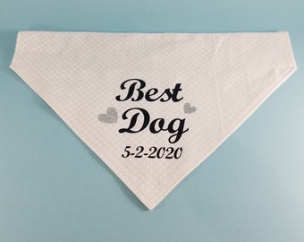 Personalized Best Dog Wedding Dog Bandana with Date, Wedding Announcement Dog Bandana, Engagement Dog Bandana, Dog Wedding Attire