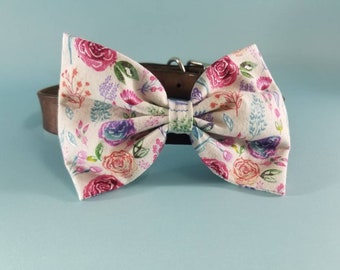 Dog Wedding Bow Tie, Floral Dog Wedding Bow Tie, Wildflower Dog Bow Tie, Bow Tie for Best Dog at Wedding, Rustic Dog Bow Tie Wedding